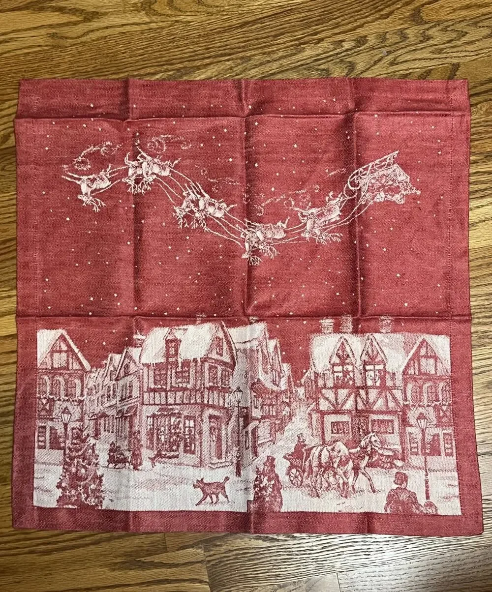 Williams Sonoma 'Twas the Night Before Christmas Set of 3 Jacquard Napkin Russia